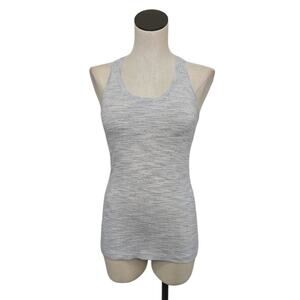 Lululemon Tank Top Womens Size 6 Heathered Gray Racerback Cool Scoop Neck Active